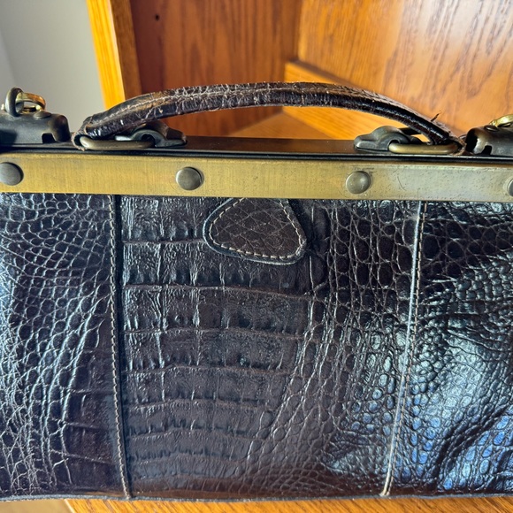 Genuine Cuir Veritable Alligator/Crocodile RARE VINTAGE Kelly Bag w/ bronze. - Picture 4 of 6